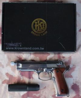 KLI M92 - KL92 Silver Chrome Cromata GBB Full Metal Guancette in Legno by Krown Land Ind